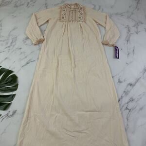 Jennifer Dale Womens Vintage 80s Nightgown Size 13 New Peach Pink Lace Ruffle